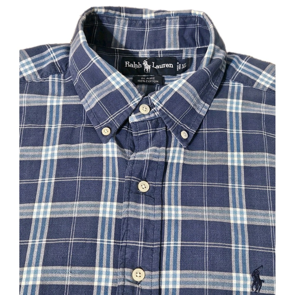 Polo Ralph Lauren Men Shirt Cotton Summer Short Sleeve Button XL Comfort Pony
